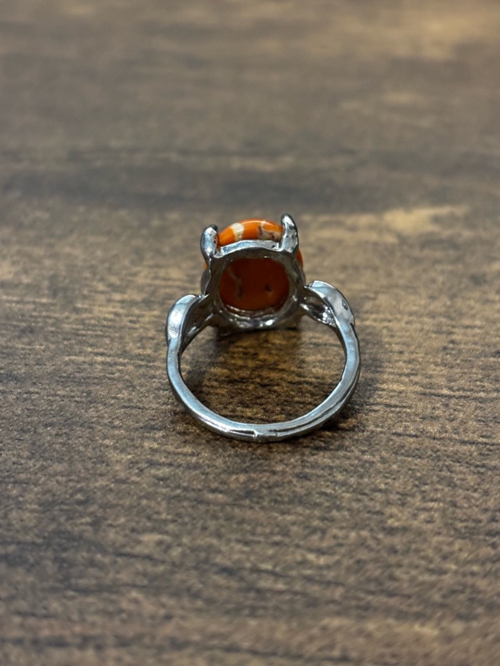 NEW Silver Plated Orange Stone Oval Ring - Picture 4 of 5